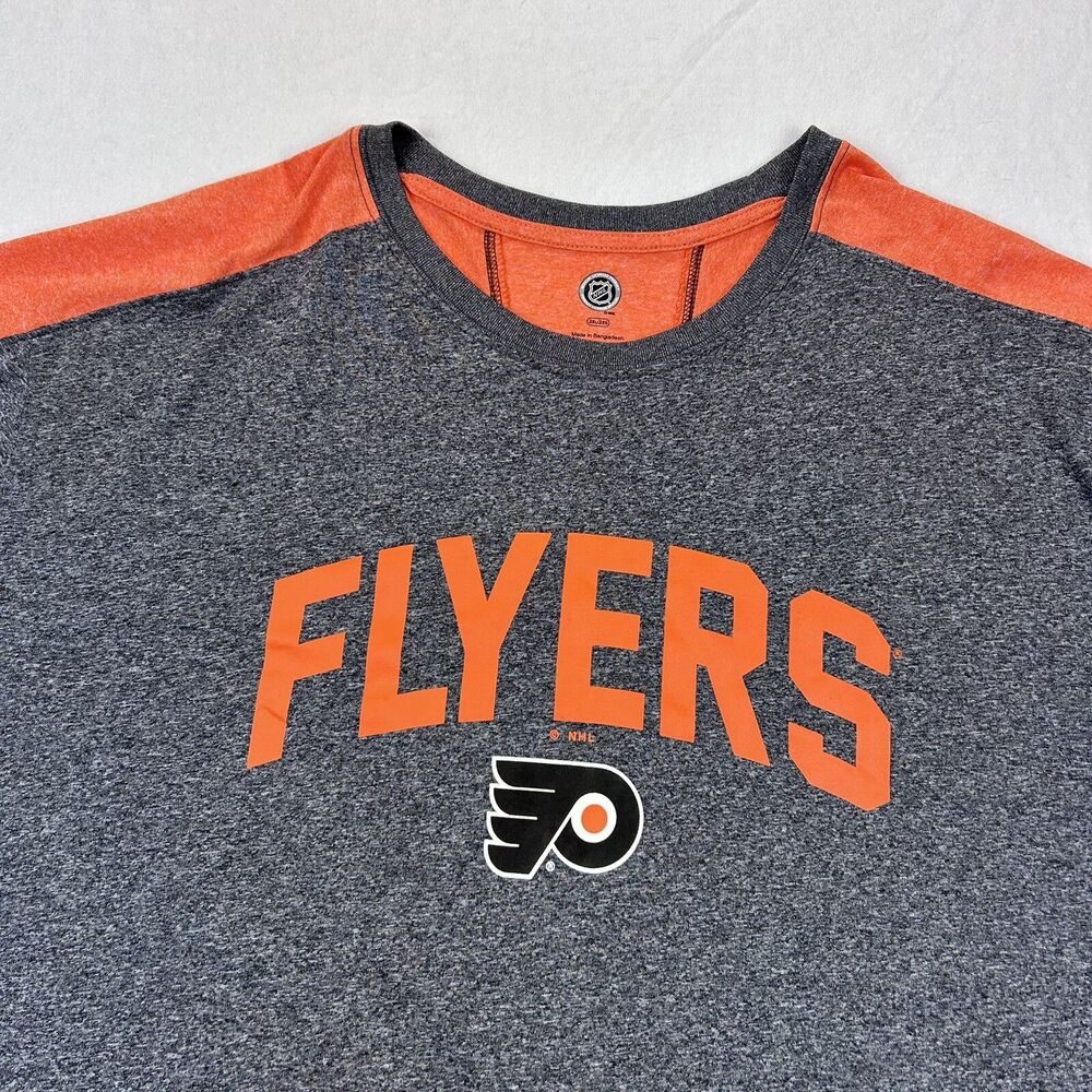 Philadelphia Flyers NHL Performance Long Sleeve Shirt Mens 2XL Gray Orange